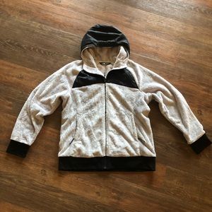 The North Face gray/black fleece hooded jacket